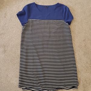 Gap dress, women's L, Blue top, Navy and white stripe bottom